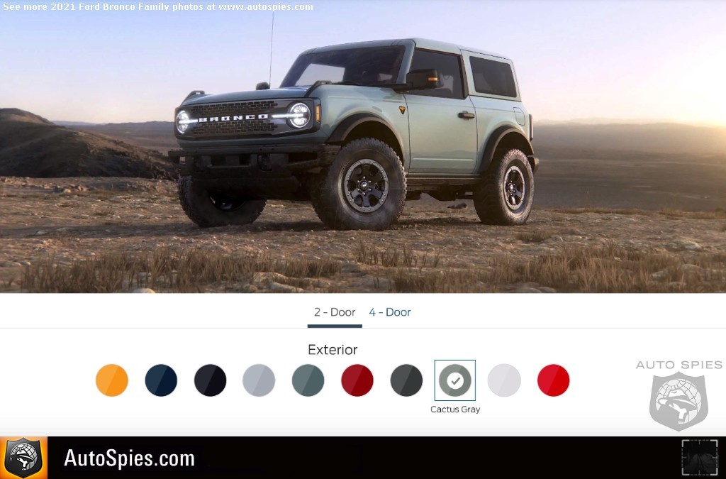 Pick Your Colors Which One Is Your Choice For The 2021 Ford Bronco And Are You Going Two Or Four Doors And Sasquatch Autospies Auto News